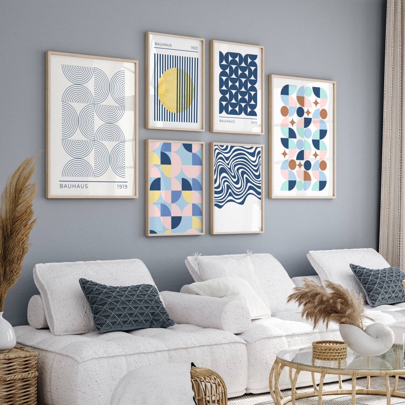 Blue Bauhaus Gallery Wall