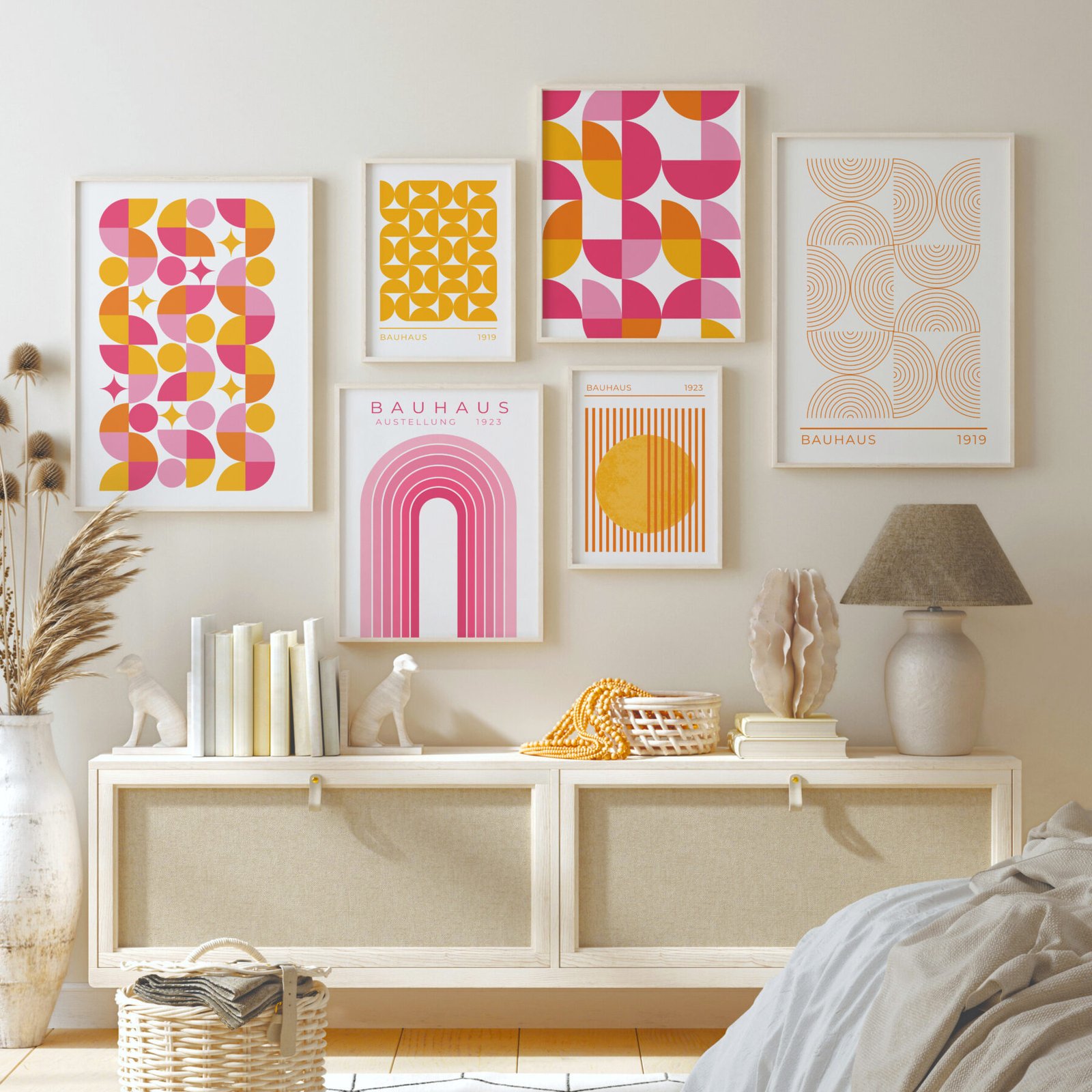 Pink-Bauhaus-Gallery-Wall-scaled Pink and Yellow Bauhaus Gallery Wall