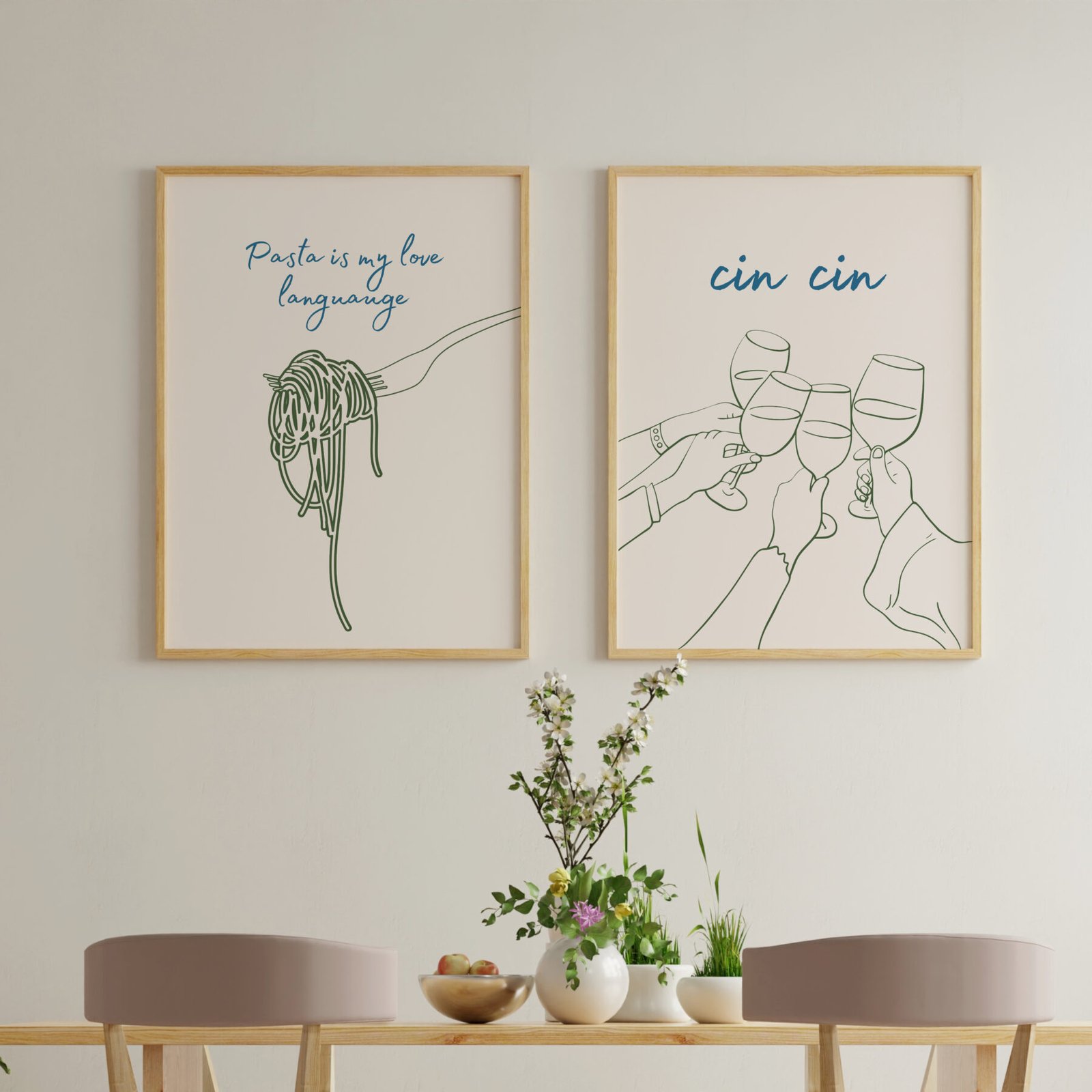 Retro Pasta & Wine Lovers Poster Bundle